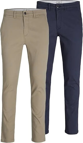 Jack & Jones Pantaloni Chino Uomo Marco Confezione da 2 – Pantaloni Moderni in Cotone con Stretch per Business e Tempo Libero